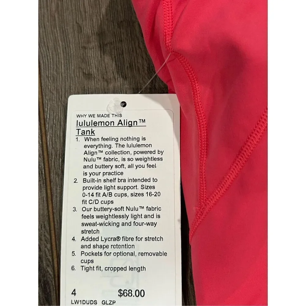 LULULEMON ALIGN TANK   Size 4